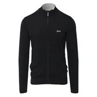 Swetry męskie - Męski Sweter GUESS BRENNAN LS ZIPPED CARDI BASIC M4RR07Z33R1-JBLK – Czarny - miniaturka - grafika 1