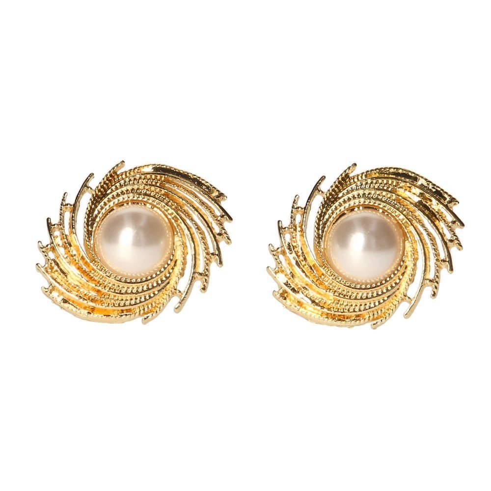 Klipsy do uszu złote z perłą