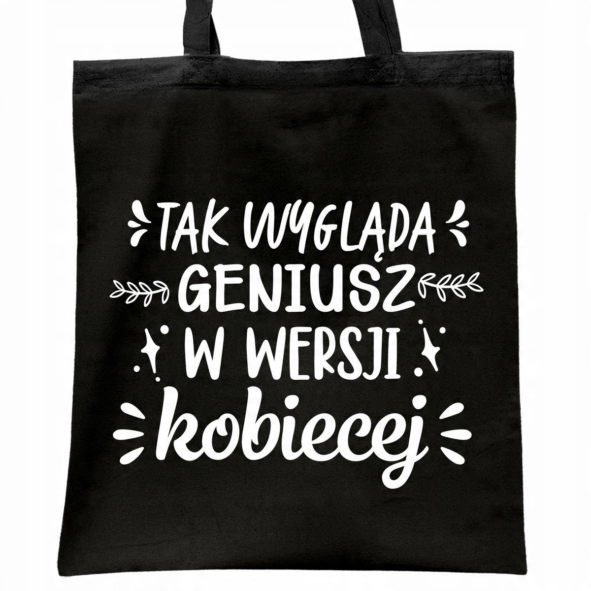 Torba bawełniana czarna na zakupy Dzień Kobiet Dla Kobiety Prezent