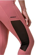 Spodnie sportowe damskie - Legginsy damskie Nebbia  Mesh leggings high waist old rose XS - miniaturka - grafika 1