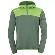 Bluzy męskie - Kempa Emotion 2.0 Quarter Zip bluza z kapturem dla dzieci, zielony, 140 - miniaturka - grafika 1