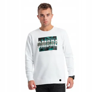 Męska bluza z nadrukiem zakładana przez głowę biała V1 OM-SSPS-0156 S - Bluzy męskie - miniaturka - grafika 1