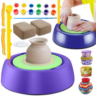 Koło Garncarskie Zestaw Z Gliną Farbami Kreatywny Z425 - Zabawki interaktywne dla dzieci - miniaturka - grafika 1