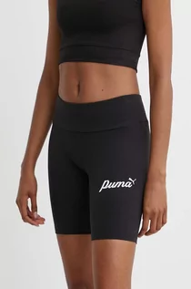 Spodenki damskie - Puma szorty ESS+ damskie kolor czarny z nadrukiem medium waist 679678 - grafika 1
