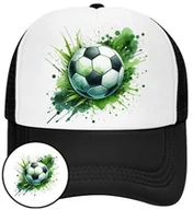 Czapki i chusty sportowe męskie - Czapka z Daszkiem Piłka Nożna Czarna z Nadrukiem Na Lato Siatka Bejsbolówka - miniaturka - grafika 1