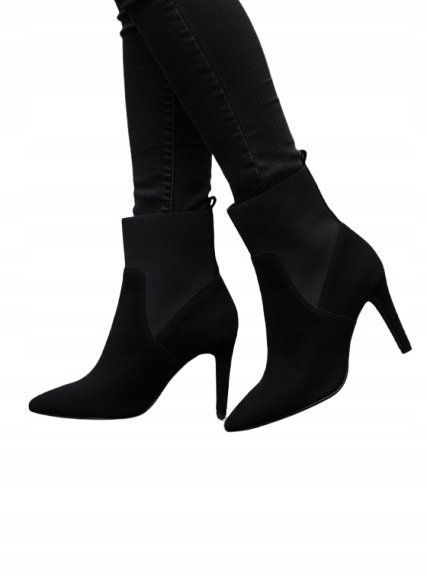 UNISA CZARNE BOTKI ZAMSZOWE NA SZPILCE ELEGANCKIE 37 T7A