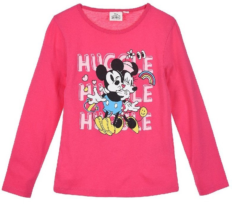 Bluzka na długi rękaw dla dziewczynki, Myszka Minnie, Disney, kolor różowy, bawełna, rozmiar 104 cm