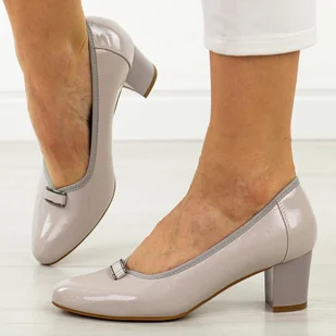 Szare czółenka damskie na słupku Vinceza 58487 - Czółenka - miniaturka - grafika 1