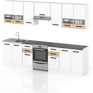 Meble Kuchenne Zestaw Elio 3.0m Szafki Kuchenne Nowoczesne Białe Mat Sonoma - Meble kuchenne - miniaturka - grafika 1