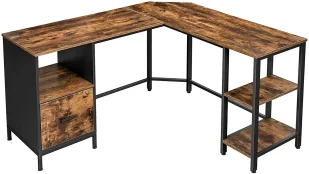 Narożne biurko gamingowe loft z szufladą M6-F33 - Biurka gamingowe - miniaturka - grafika 1