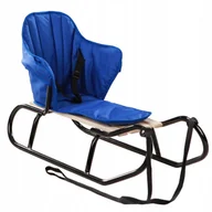 Sanki i ślizgacze - POLSKIE SANKI OPARCIEM CZARNE MATERACYK NIEBIESKI DLA DZIECI MOCNE SOLIDNE - miniaturka - grafika 1