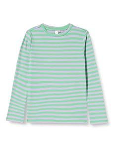 PIECES KIDS Dziewczęca Pkdora Ls O-Neck Rib Top koszulka z długim rękawem, Irish Green/Stripes:w Purple Rose, 134/140 cm - Koszulki i topy damskie - miniaturka - grafika 1