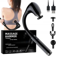 Masażery - PISTOLET DO MASAŻU ERGONOMICZNY 120° 5 PRĘDKOŚCI 4 GŁOWICE CZARNY - miniaturka - grafika 1