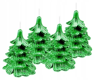 4 x świeczki świąteczne choinka 10 cm cała zielona - Świece - miniaturka - grafika 1