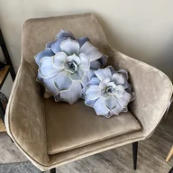 Poduszki dekoracyjne - Poduszki Zestaw 2 Sukulenty Eszeweria szaroniebieskie - miniaturka - grafika 1