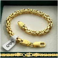 Bransolety męskie - ZŁOTA BRANSOLETKA MĘSKA 925 GRUBA SREBRO SPLOT KRÓLEWSKI 21cm/5mm + Y - miniaturka - grafika 1