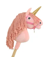 Zabawki i gry sportowe - Hobby Horse Jednorożec na kiju mały różowy z różową grzywą i złotym rogiem - miniaturka - grafika 1