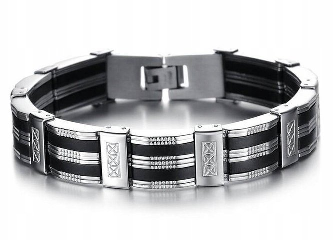 Srebrna Bransoletka Męska Bransoleta 925 Masywna Grawer Na Prezent Dla Taty