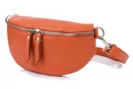 Nerki - Pomarańczowa Damska Skórzana Włoska Saszetka Nerka na pasek B68 pomarańczowy - miniaturka - grafika 1