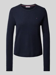 Sweter z dzianiny z wyhaftowanym logo - Swetry damskie - miniaturka - grafika 1