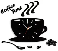 Zegary - Nowoczesny czarny zegar w kształcie filiżanki A6-L47 - miniaturka - grafika 1