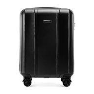 Walizki - WITTCHEN Classic Line elegancka walizka z wytrzymałego poliwęglanu z pionowym tłoczeniem, zamek TSA, czarny, S, Nowoczesny - miniaturka - grafika 1