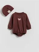 Komplety dla niemowląt - Reserved - Bawełniane body z czapką - brązowy - miniaturka - grafika 1