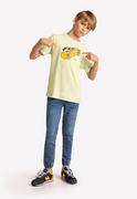 Koszulki dla chłopców - Seledynowa koszulka chłopięca z nadrukiem deskorolki T-FONTER JUNIOR - Volcano - miniaturka - grafika 1