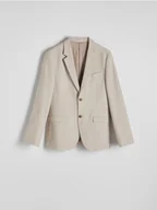 Kurtki męskie - Reserved - Marynarka regular fit z wiskozą - beżowy - miniaturka - grafika 1