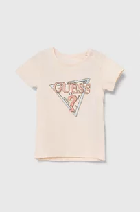 Guess t-shirt dziecięcy kolor różowy - Koszulki dla dziewczynek - miniaturka - grafika 1