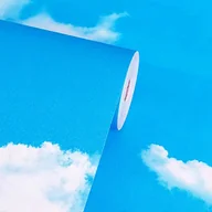 Inne - TEMU 1 Rolka, Niebieski Niebór i Białe Chmury, Wzór Winyłowy, Styl Kształtów i Pasków, Samoprzylepny, Odłączalny, Wodoodporny, Łatwy W Instalacji, Do - miniaturka - grafika 1