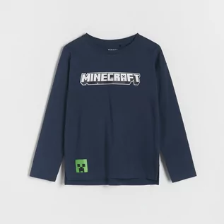 Koszulki dla chłopców - Reserved - Longsleeve oversize Minecraft - Niebieski - grafika 1