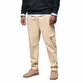 Spodnie męskie - Dzianinowe męskie joggery z kieszeniami cargo kremowe V1 OM-PAJO-0199 M - miniaturka - grafika 1
