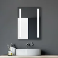 Lustra - Lustro łazienkowe z oświetleniem Talos Light 50 x 70 cm - wycięcia na oświetlenie LED - wysokiej jakości aluminiowa rama z przełącznikiem - podświetlane lustro w neutralnym białym kolorze - lustro łazienkowe - miniaturka - grafika 1