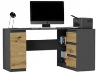 Biurka dla dzieci - Meble Biurko narożne komputer 3sz 155cm antracyt mix artisan N12 - miniaturka - grafika 1
