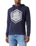 Bluzy męskie - Bestseller A/S Jjstein Sweat Hood męska bluza z kapturem, Sky Captain, XXL - miniaturka - grafika 1