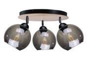 Lampy sufitowe - Keter Lighting Yuno lampa podsufitowa 3x60W czarny/drewno naturalne/przydymiony 1337 - miniaturka - grafika 1