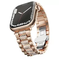 Akcesoria do smartwatchy - opaska pasek bransoleta DIAMONDS do Apple Watch 1/2/3/4/5/6/7/8/9/SE 38/40/41mm ROSE GOLD - miniaturka - grafika 1