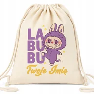 Plecaki worki - Worek Plecak EKO Beżowy *IMIĘ* Prezent Do Przedszkola Dla Dziecka Wz - miniaturka - grafika 1
