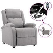 Fotele - Rozkładany, elektryczny fotel telewizyjny, jasnoszary, tkanina - miniaturka - grafika 1