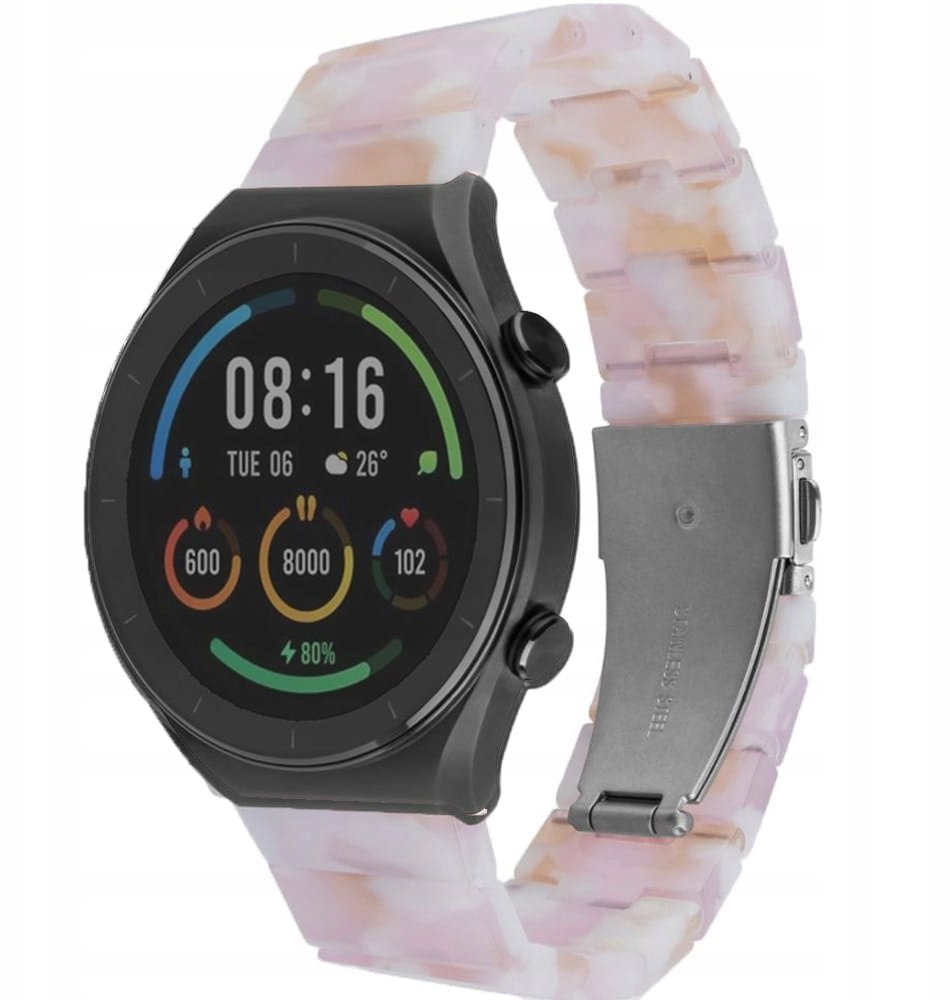 Fixed Pasek z żywicy Resin Pasek z szybkim zapięciem 22 mm do smartwatcha, Candy Pink