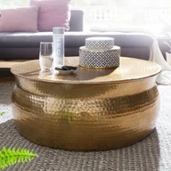 Ławy i stoliki kawowe - Stolik kawowy KARAM 75x31x75 cm Aluminium Złoty Stolik boczny - miniaturka - grafika 1