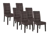 Krzesła - Komplet 6 krzeseł VILLOSA - Brązowa tkanina + Ciemne drewniane nogi - miniaturka - grafika 1