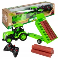 Zabawki zdalnie sterowane - Zdalnie Sterowany Traktor Z Przyczepą Dla Dzieci Ciągnik Z Drzewem + Pilot - miniaturka - grafika 1