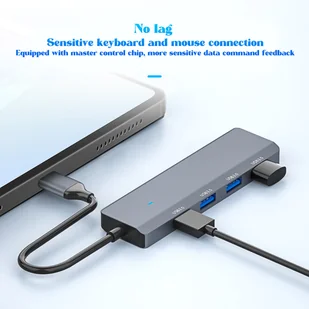 Rozdzielacz USB C Hub 4 porty USB 3.0 ze stopu aluminium - Chłodzenie procesora - miniaturka - grafika 1