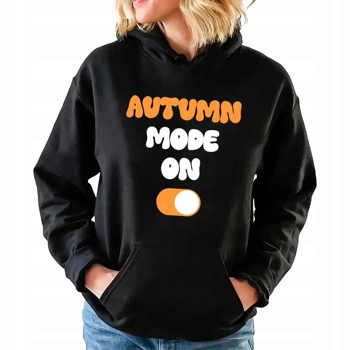 Damska Bluza Czarna Z Kapturem AUTUMN MODE ON Dla Jesieniary Wzory Rozm L