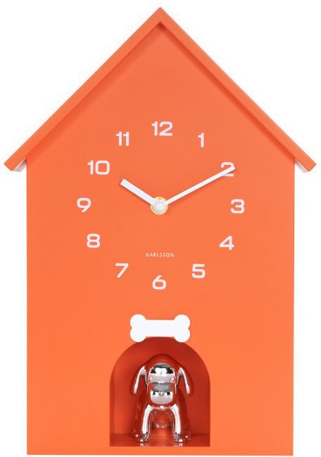 Karlsson Zegar Karlsson KA6096OR pomarańczowy Dog House szczekanie psa .
