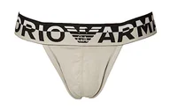 Paski - Emporio Armani Męski pasek jockstrap Megalogo Jock Strap, kamyk, M - miniaturka - grafika 1