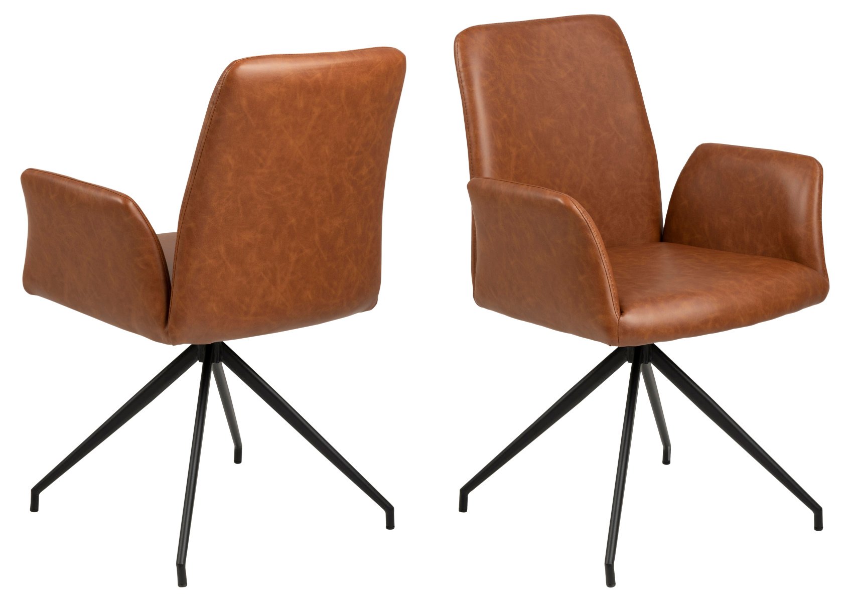 Krzesło do jadalni Nadine obrotowa podstawa koniak sztuczna skóra krzesło do jadalni krzesło kuchenne