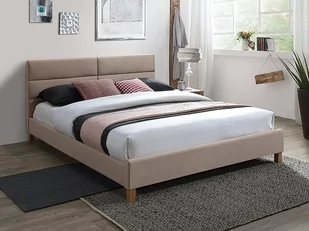 Łóżko Dwuosobowe Sierra Velvet 160X200 Beżowe Tapicerowane - Łóżka - miniaturka - grafika 1